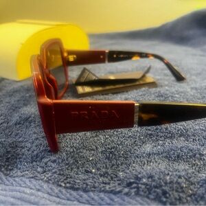 Prada Red and Tortoise Frame Sunglasses